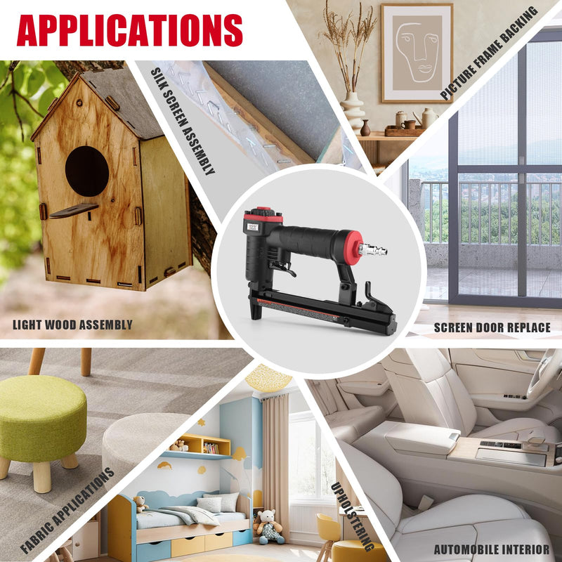 3PLUS H7116SP 22 Gauge 3/8-Inch Crown Pneumatic Upholstery Stapler for 71 Series Staples, 1/4-Inch to 5/8-Inch