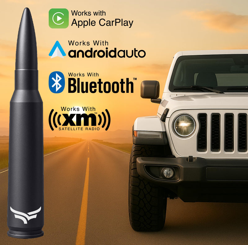 50 Cal Badass Bullet Antenna® Fits Jeep Wrangler JK & JL from (2007 for Jeep Wrangler & Gladiator Accessories - Car Wash Safe & Anti Thelf Design - Ditch The Whip & Upgrade Your Jeep BLACK
