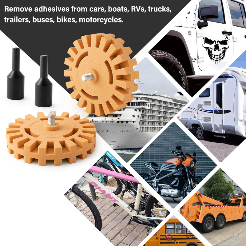 Gomake Decal Remover Eraser Wheel Tool Kit with Drill Adapter Vinyl Decal Adhesive Removal Tool with Razor Blade Scraper for Removing Pinstripes, Stickers, Adhesive Vinyl Decals from Cars