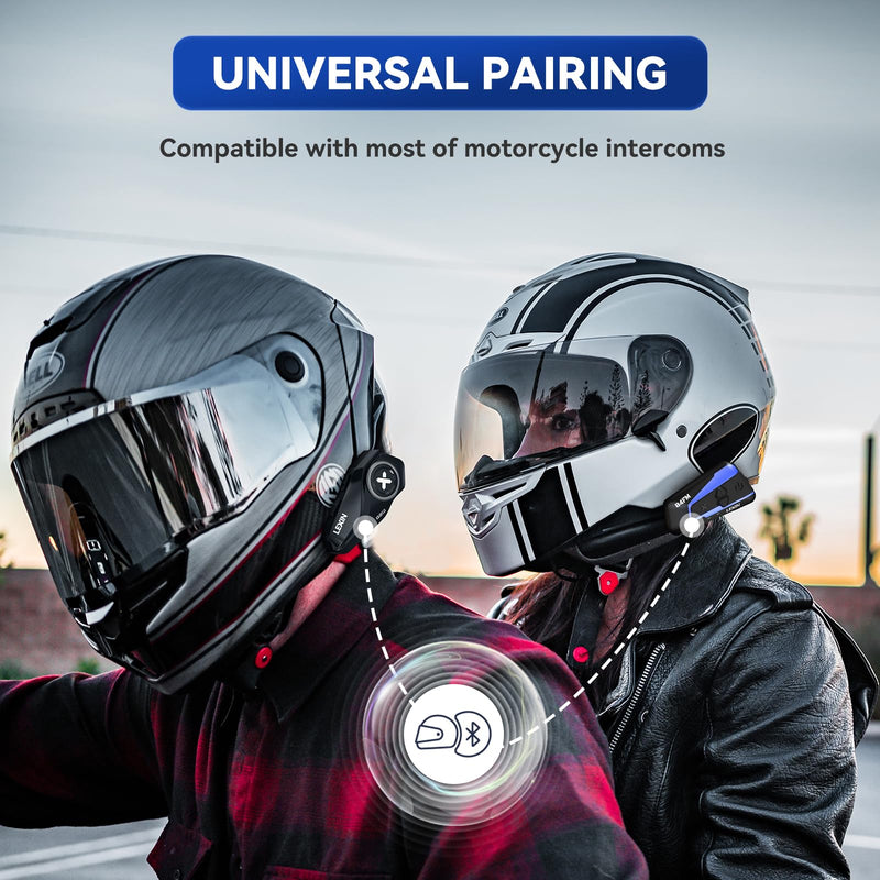 LEXIN G2P Motorcycle Helmet Bluetooth Headset, Group Intercom Communication System, FM Radio/ 6 Shells/Universal Pairing/Private Talk/Noise Cancellation, Fit for Snowmobile/ATV, 1 Pack G2P Single Pack