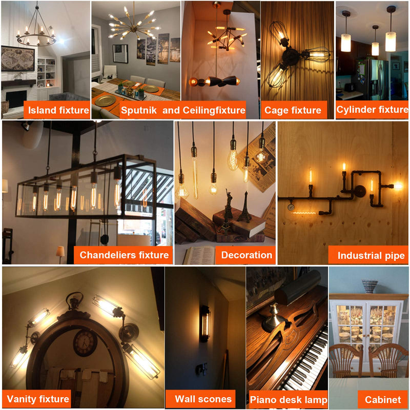 LiteHistory Dimmable E26 Edison Bulb 6W Equal 60 watt Light Bulb AC120V Warm White 2700K Edison Light Bulbs 60 Watt 600LM Tubular T10 led Bulb for Rustic Pendant,Chandeliers,Wall sconces,Vanity 6Pack 6w=60w Warm White 2700k 5 Inch(6 count)
