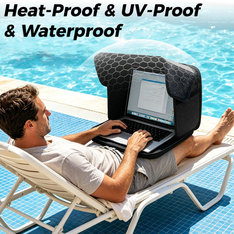 Laptop Sun Shade for Working Outside, for 13-16" Foldable Privacy Shield | UV Heat Reflective & Waterproof Laptop Tent, Anti-Glare Screen Hood,Portable Computer Case for Outdoor Work, Travel, Beach black