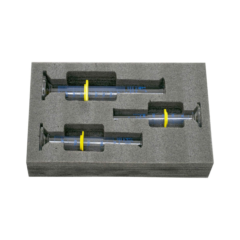 EISCO Premium Graduated Cylinder Set - 25mL, 50mL & 100mL - ASTM, Class A - Protective Collars, Hexagonal Base - Blue Graduations - Borosilicate 3.3 Glass