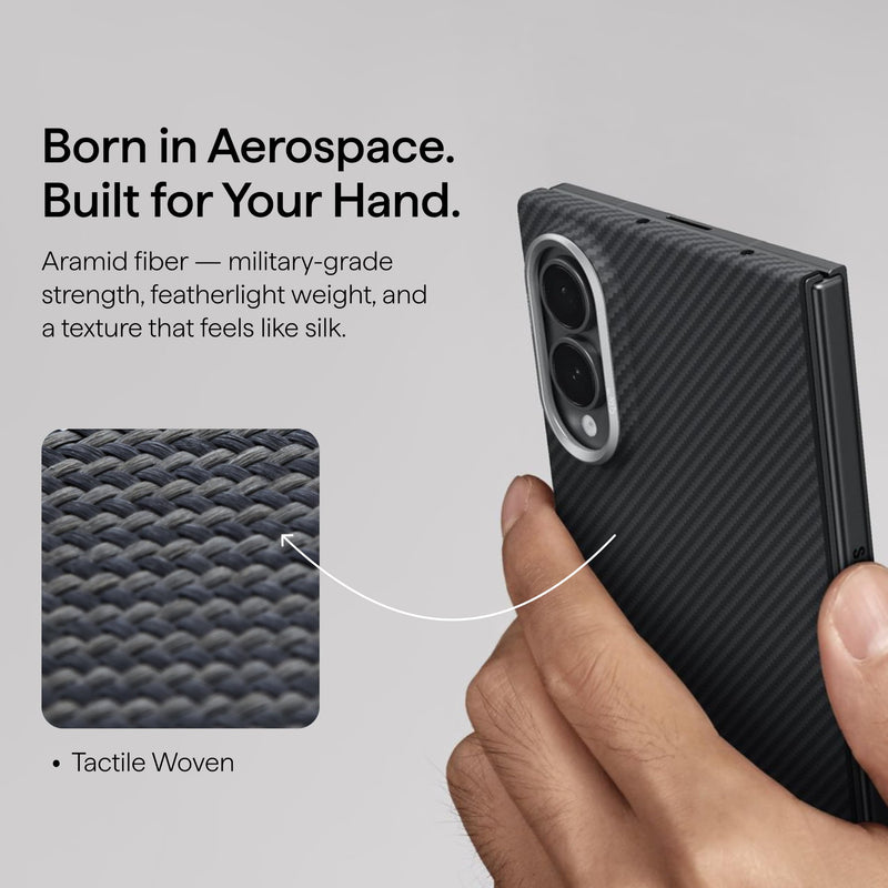 pitaka for Z Fold 8 Case, Caseless Feeling, Aramid Woven, Black/Grey(Twill) | Barely There Feel, Aramid Fiber Woven, Slim & Light, Silky Texture, Compatible with MagSafe, for Business and Everyday Use Black/Grey(Twill) Galaxy Z Fold8