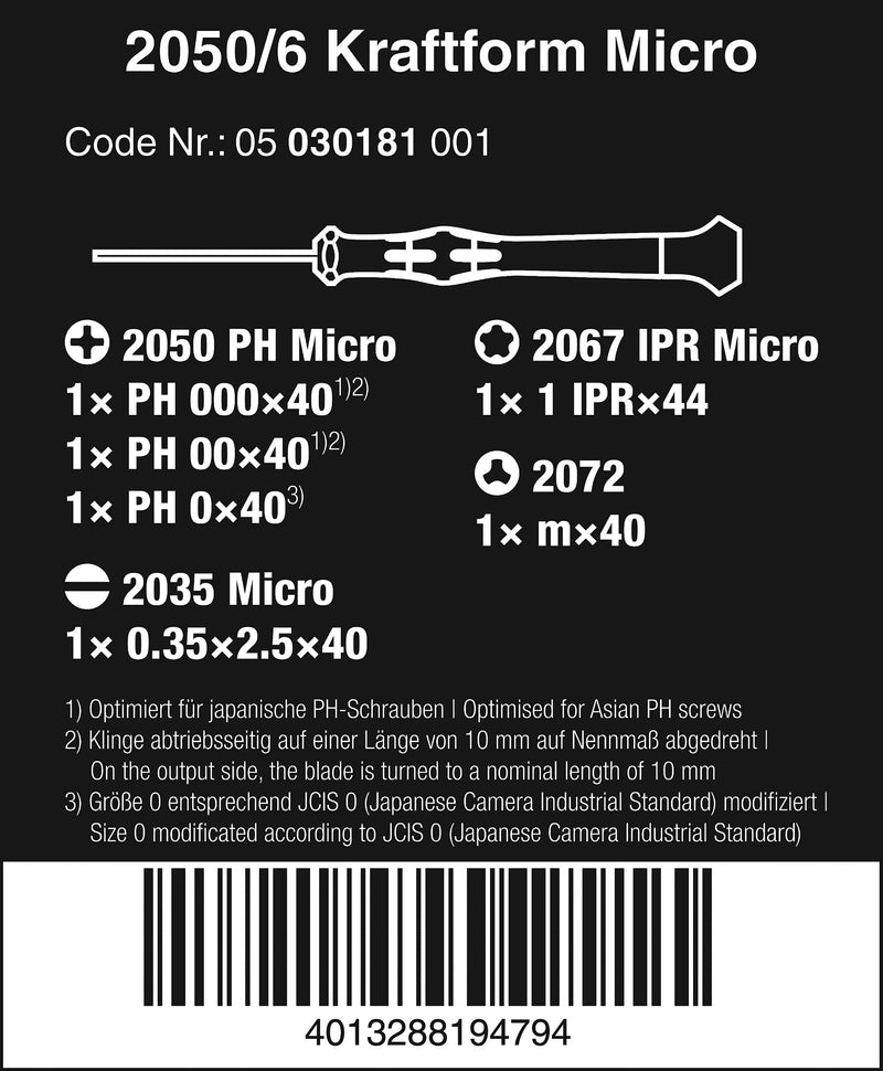 Wera 2050/6 Screwdrivers for Electronics