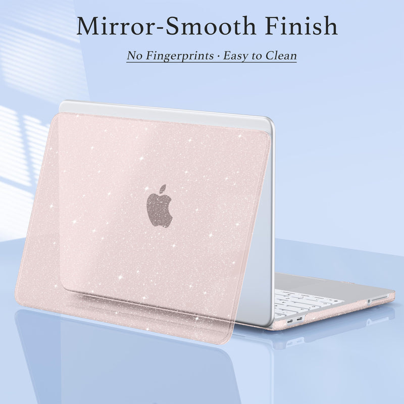 MecBevia Compatible with MacBook Neo Case 13 inch 2026 A3404 A18 Pro Chip | 4-in-1 Kit, Neo Hard Shell Case Cover & Keyboard Cover & Screen Protector & Type C, Sparkly Blush