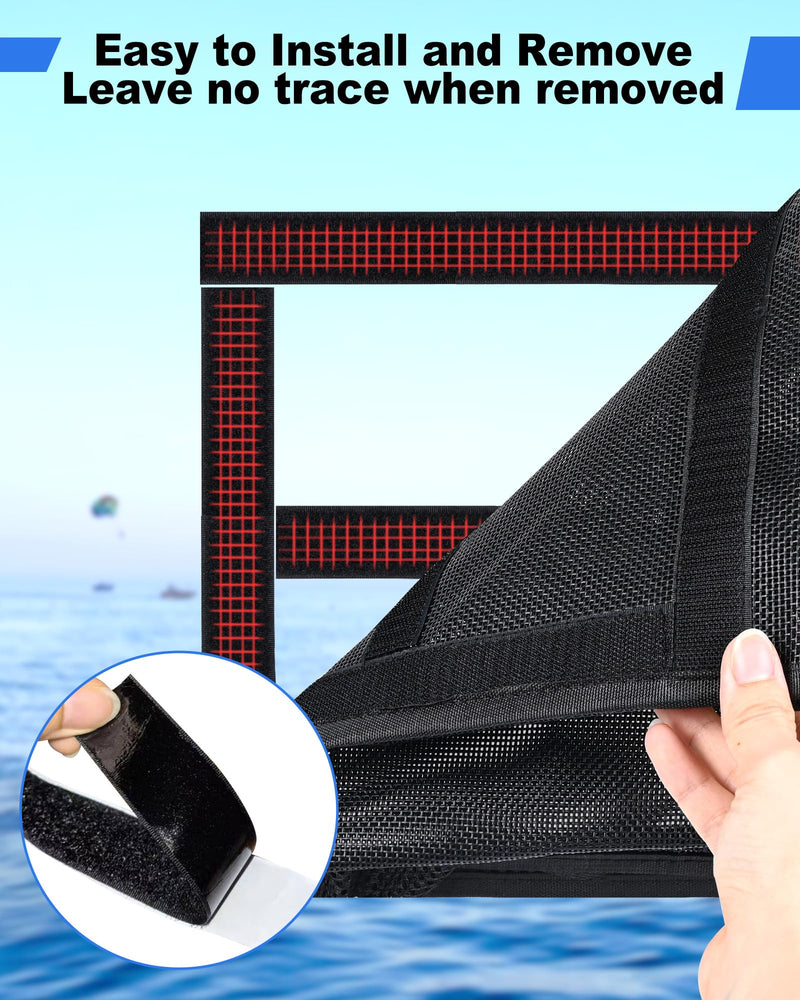 PLOZANO Closable Boat Storage Bag with Lid, Reflective Strong Adhesive PVC Boat Caddy Organizer Mesh Bag, Boat Storage Net for Gloves, Flashlight etc.13.4"x9.8"