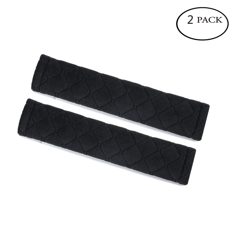 Amooca Soft Auto Seat Belt Cover Seatbelt Shoulder Pad 2 PCS for a More Comfortable Driving Compatible with All Cars and Backpack Black B: Black