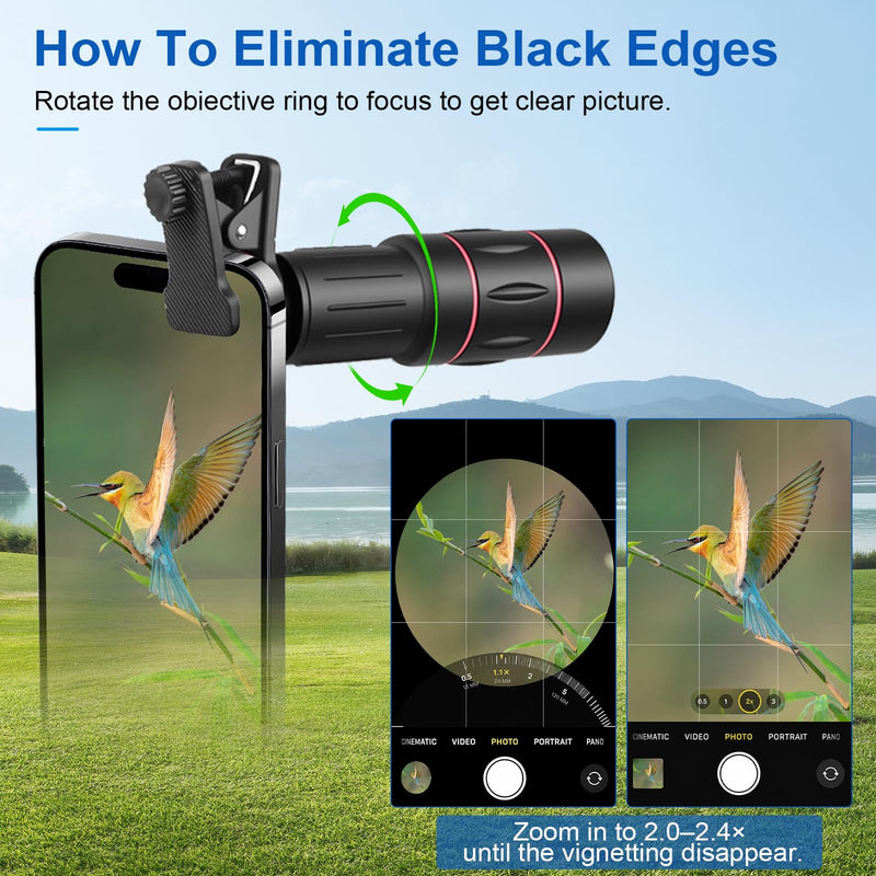 28X Telephoto Lens for iPhone with Tripod, 4-in-1 Phone Camera Lens Kit | Includes Wide Angle, Macro, Fisheye Lens, Universal Clip for Samsung Android, Pro Mobile Photography Attachment