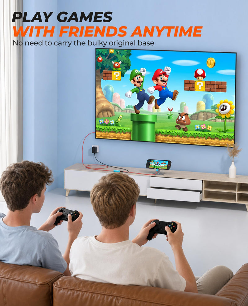 Switch 2 Dock, Switch 2 TV Adapter - 4K@60Hz Play While 100W PD Charging USB C to HDMI Adapter for Nintendo Switch Dock, 6.6ft Portable Travel TV Cable for NintendoSwitch 2/1/Steam Deck/OLED