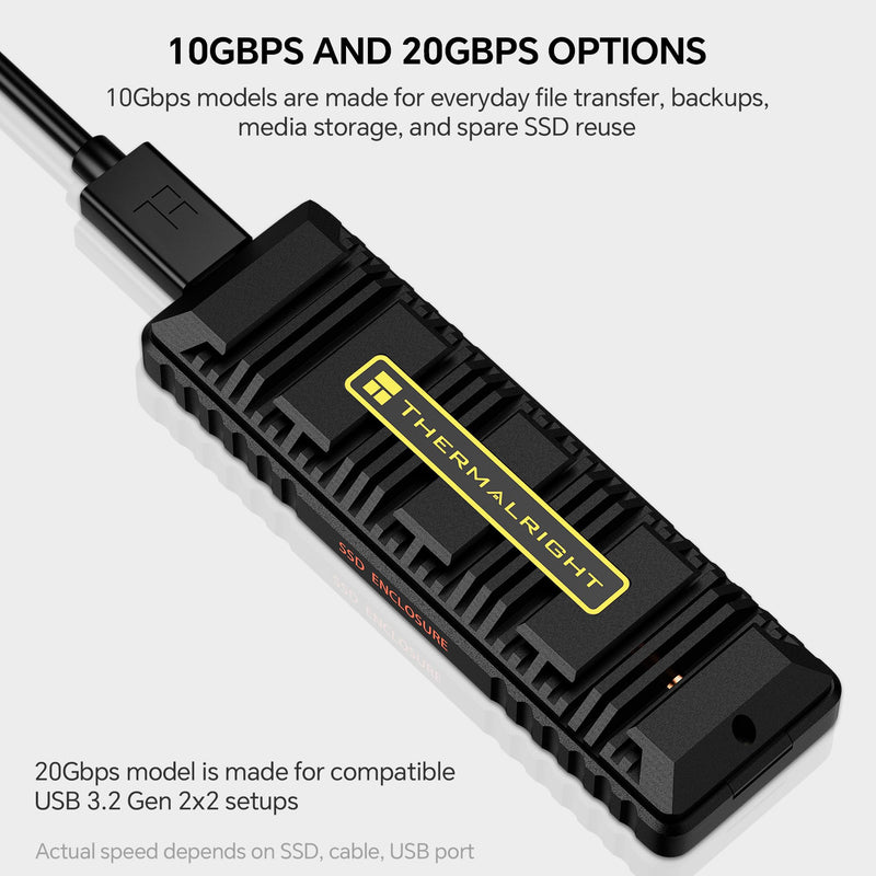 Thermalright EB107 PRO M.2 NVMe SSD Enclosure, Copper Heat Pipe Cooling | 20Gbps USB-C M.2 NVMe enclosure, aluminum alloy housing, 2230-2280 SSD support 20Gbps USB-C NVMe