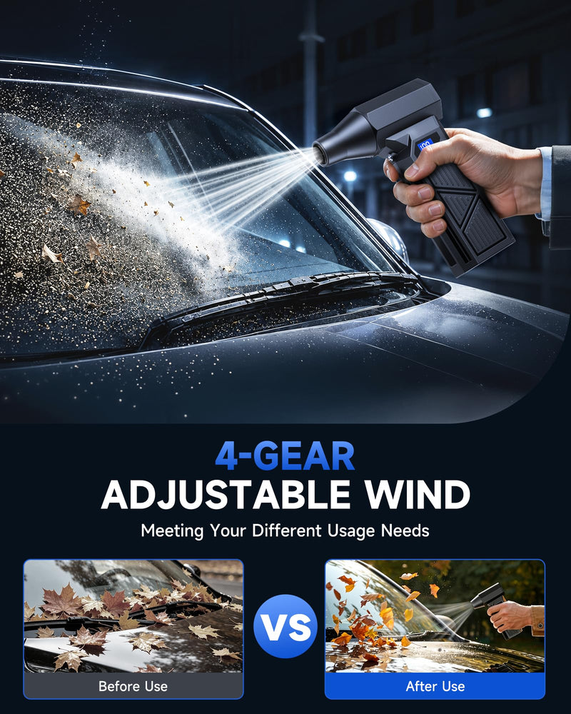 Compressed Air Duster,160000RPM Ultra Powerful Brushless Cordless Blower,4 Speed Mini Air Duster with LED,Rechargeable Dust Remover for PC,Keyboard,Car,Household & Outdoor Cleaning