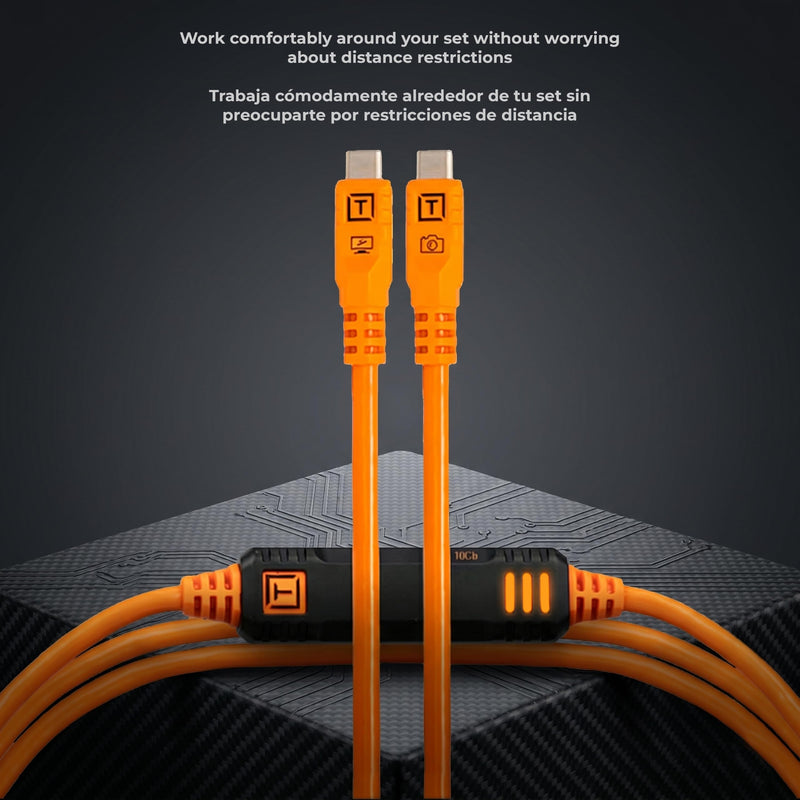TetherPro Optima 10Gbps Gen 2 USB-C, 15' (4.6m), Straight to Straight, High-Visibility Orange 15' (4.6m)