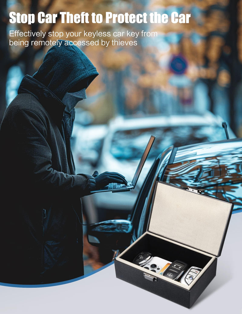 Faraday Box, Anti-Theft RFID Signal Blocker Key Fob Protector, Fits 15 Keys | Car Key Signal Blocking, Keyless Entry Security Cage, Prevent Relay Attack, Large, ABS Hard Shell, Scratch & Impact-Resistant