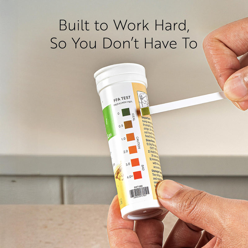 Restaurantware 3.8 x 1.3 Inch Restaurant Test Strips 100 Low Range Food Service Test Strips - Food Grade Easy To Use Paper Fryer Oil Test Kit FFA Concentration Ratings Quick Results