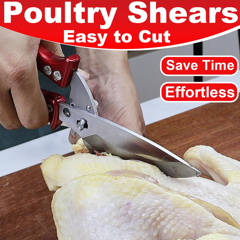 Poultry Shears Heavy Duty,Kitchen Shears for food Heavy Duty,Kitchen Scissors All Purpose,Chicken Shears,Fish,Meat,Easily Separable for Thorough Cleaning,Dishwasher Safe (Red) Red