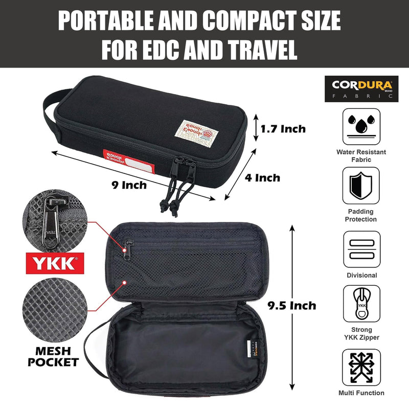 Rough Enough Small Tool Bag Pouch Box EDC Organizer Storage Case for Accessories with Zipper Portable Handle Black