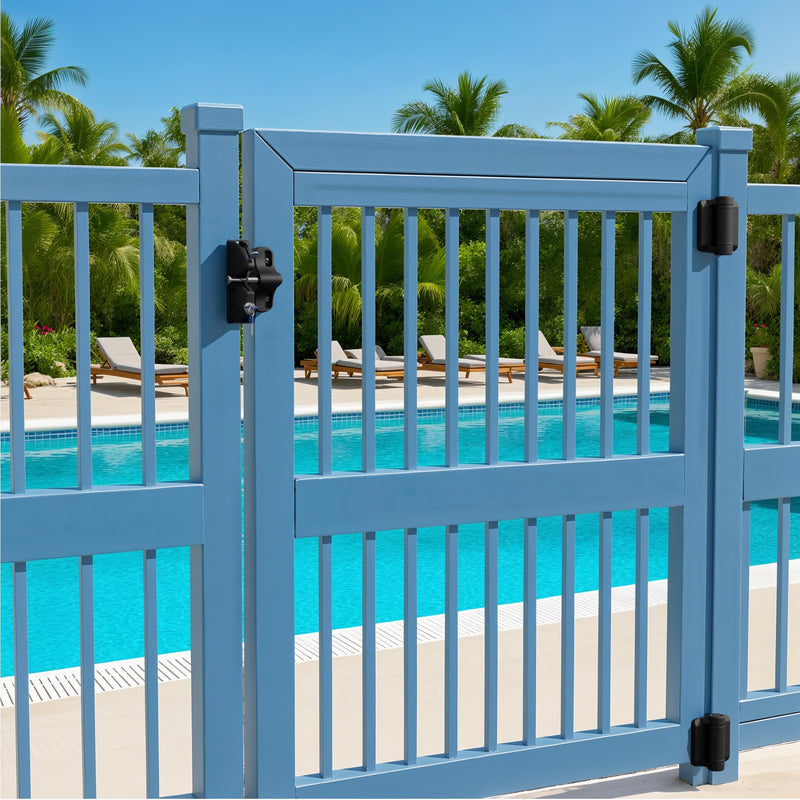 Self Locking gate Latch, Lockable Latch Key, Fence Lock Suitable for Outdoor Gates. Locking gate Latch Fence Hardware Suitable for Metal, Wood, and Vinyl Fences. Black Finish 1