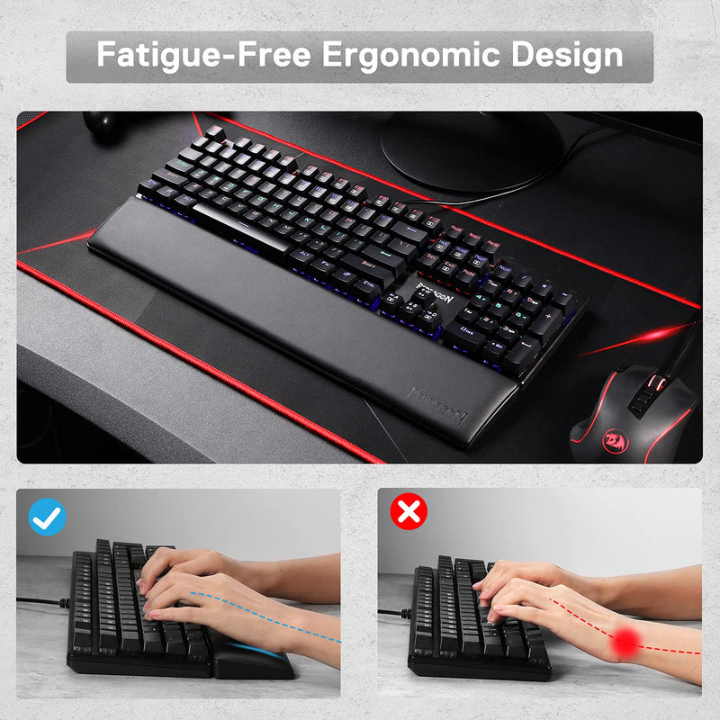 Redragon P037 Meteor L Computer Keyboard Wrist Rest Pad, Ergonomic Soft Memory Foam Wrist Support w/Anti-Slip Rubber Base, 100% 104 Keys Standard Size 17.12 x 2.87 in, 0.78 inch (20mm) Height, Black 100% Standard