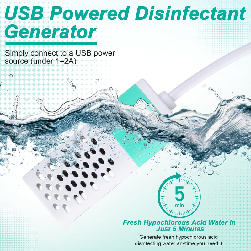 2 Pcs Sodium Hypochlorite Generator with 1 Box Chlorine Test Strips, Water Electrolyzer Maker for Cleaning, Disinfecting, and Deodorizing at Home or Kitchen 2