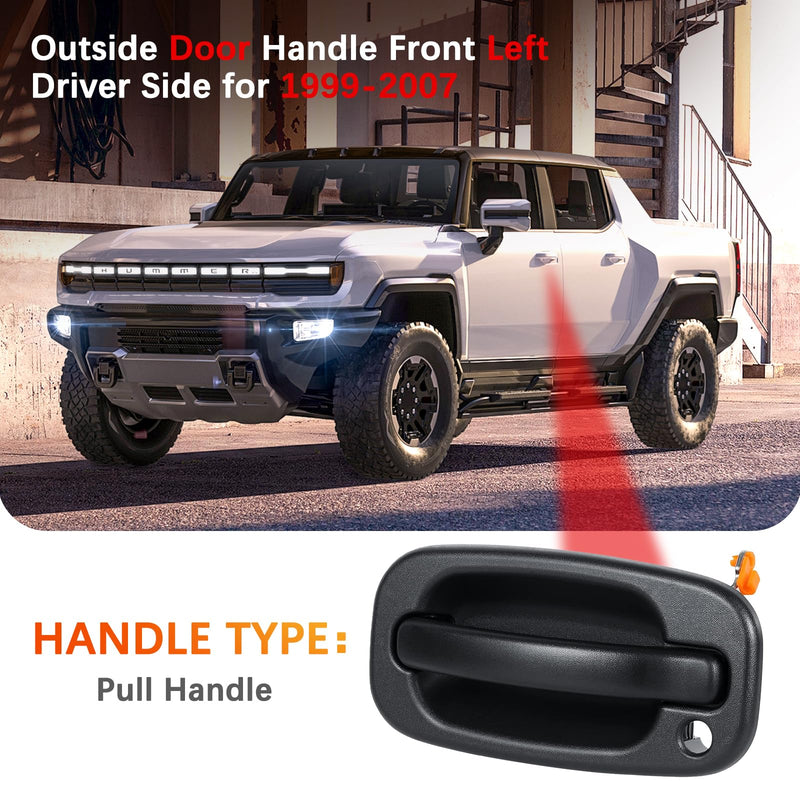 FAERSI Exterior Outside Door Handle Front Left Driver Side for 1999-2007 Chevy Silverado, Tahoe, Suburban, Avalanche, GMC Sierra, Yukon Denali, Cadillac Escalade 77261 15034985 Front Left with Key Hole
