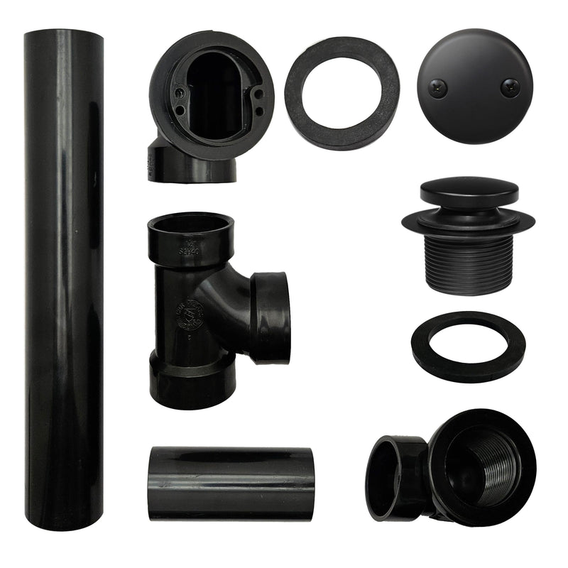 Westbrass Tip-Toe Sch. 40 ABS Bath Waste with Two-Hole Elbow, Matte Black, D4931-62 1 Pack