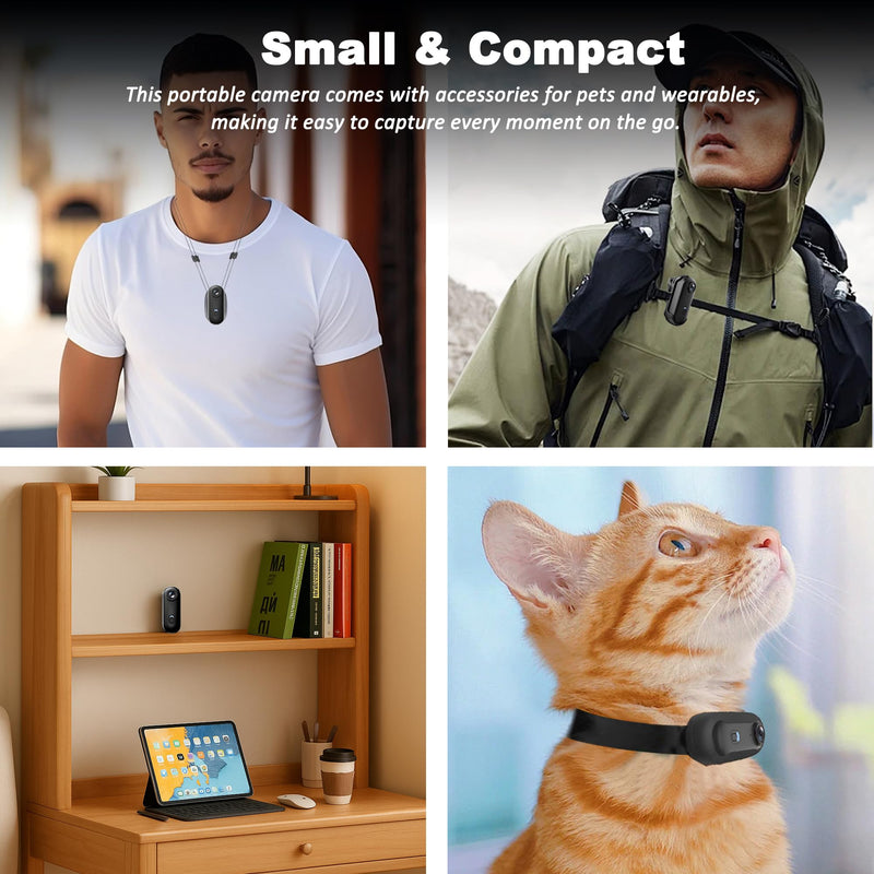 4K Mini Body Camera 128GB - Action Body Cam with Audio & Video- Thumb Hands Free Waterproof Recording Wearable Cameras - POV Worn Portable Personal Camcorder - for Work Travel Pet Walk Swim Black-128G