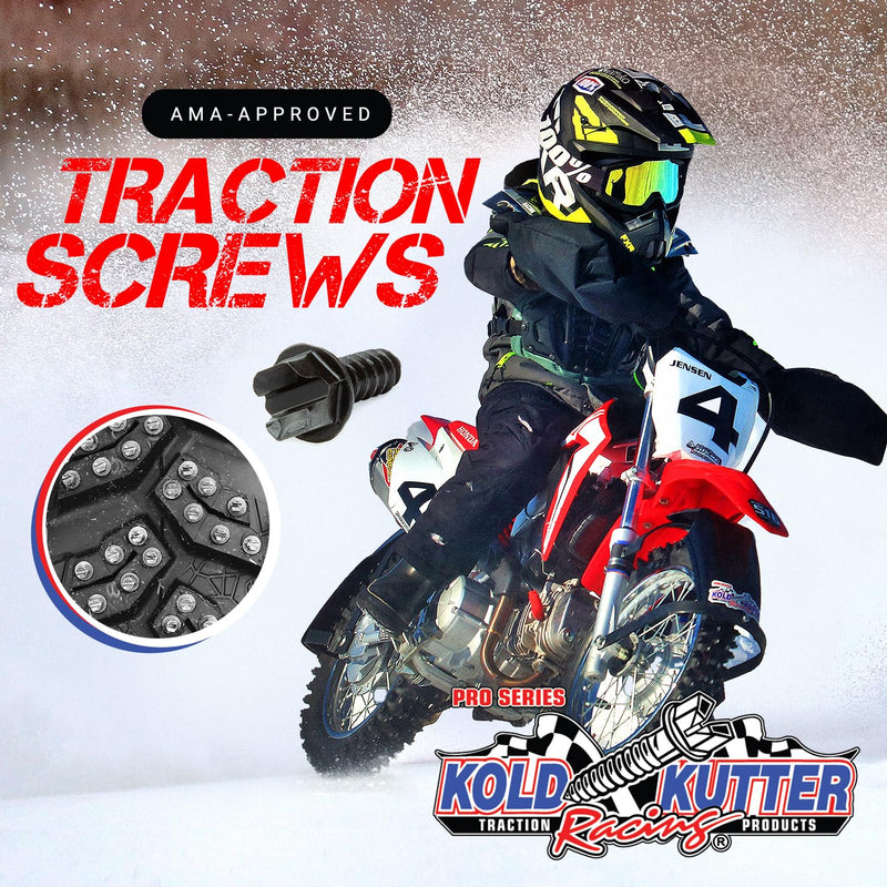 Kold Kutter AMA-Approved Traction Screws 250 Pack (#8) 3/8" - Winter Ice & Snow Tire Heavy Duty Studs Spikes for Racing Dirt Bikes, ATVs, Motorcycles, and Snowmobiles Tracks 3/8" Screw | 18 TPI