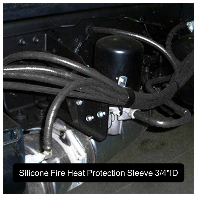Insulation Heat Shielded Fire Thermo Armor Fire Sleeve Silicone Coated Fiberglass Heat Protection for Automotive Hose Lines & Electrical Wiring-（Black 3/4" ID x5FT） Black 3/4" ID x 5FT