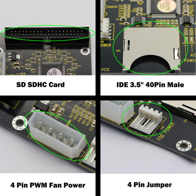 GINTOOYUN SD SDHC SDXC MMC to 3.5" 40Pin Male IDE Adapter Card SD Memory Card to IDE Hard Disk Drive Adapter