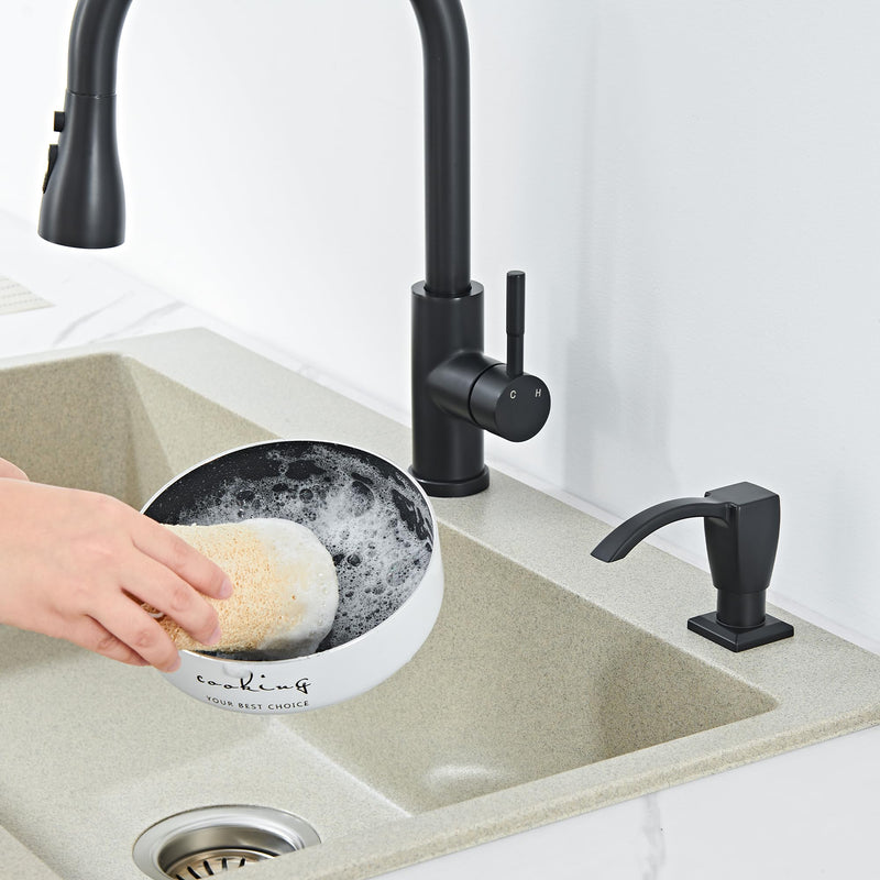 Ultimate Unicorn Kitchen Sink Soap Dispenser, Built in Soap Dispenser for Kitchen Sink, Under Sink Soap Dispenser Matte Black, ABS Plastic, with 13 Ounce Soap Bottle, U-SD001B U001