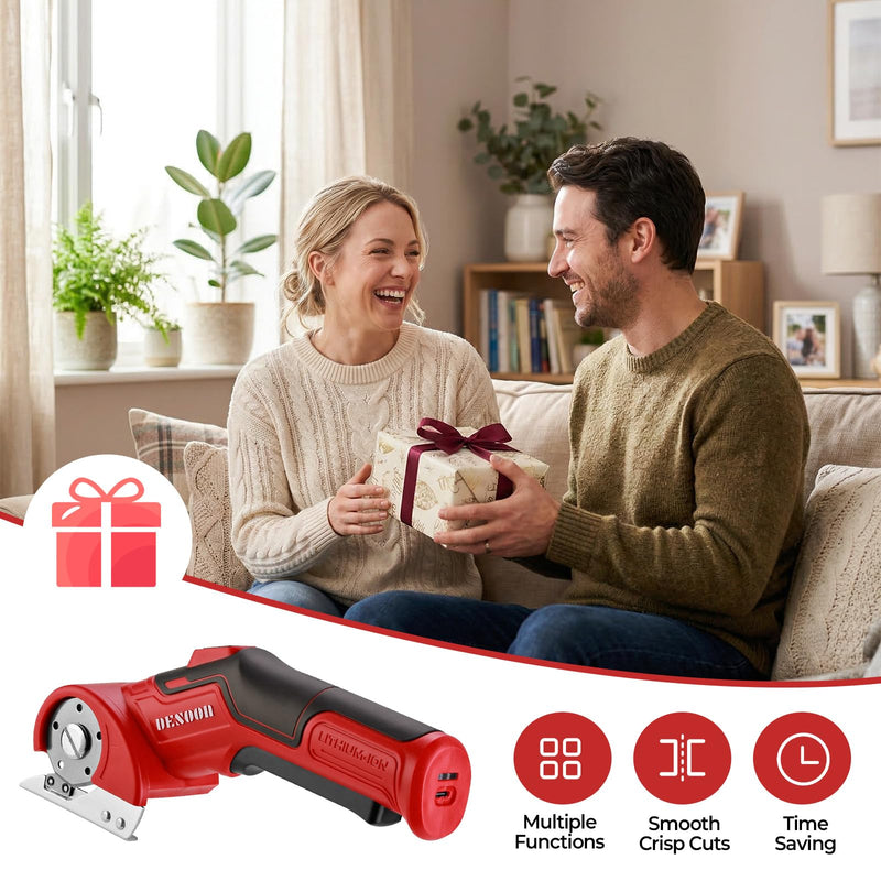 4V Cordless Electric Cardboard Cutter with Safety Lock for Home DIY | Ergonomic Carpet Cutter for Effortless Cutting of Cardboard, Fabric, Plastic, Leather and Package