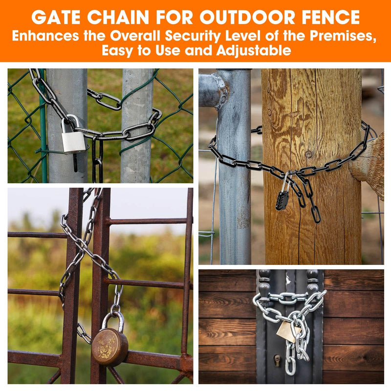 Gate Chain Lock, 23.6 Inch 304 Stainless Steel Chain Fence Gate Latch with Carabiner, Outdoor Hardware Lock Chain for Yards, Pet Cages, Horse Goat Dog Stall Barn and Fence Gates (Silver Dia 5mm-2Pcs) Silver Dia 5mm-2Pcs