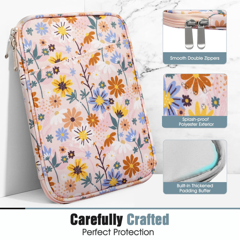 TiMOVO 8-9 Inch Tablet Sleeve Case Compatible with iPad Mini 6, iPad Mini 5/4/3/2/1, Galaxy Tab A7 Lite 8.7/Tab A 8.0/Tab A 8.4, Fire HD 8 & 8 Plus 2020, Portable Protective Bag, Yellow Flower