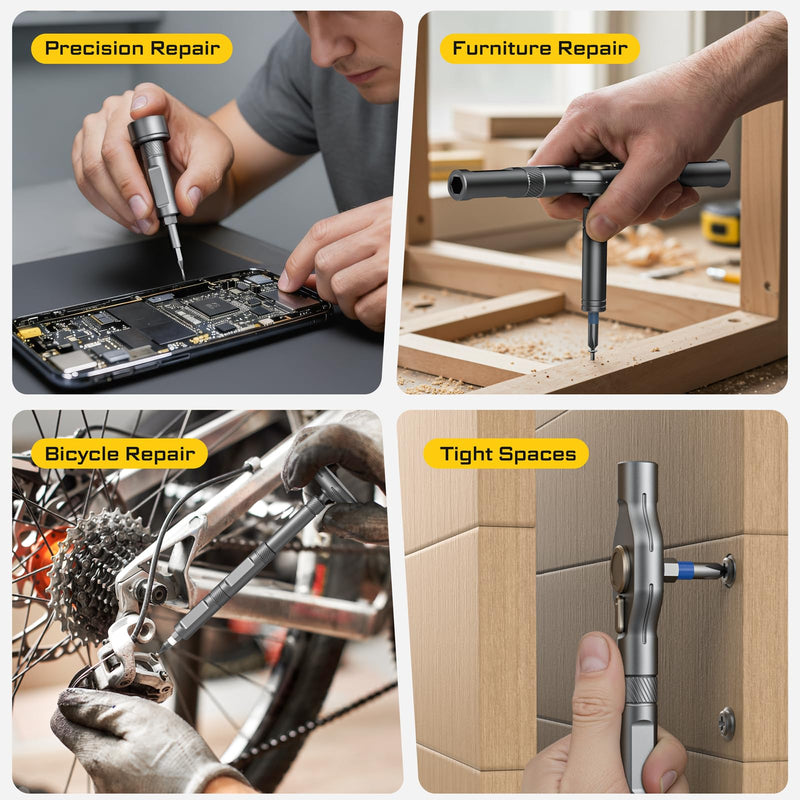 74 in 1 Magnetic Screwdriver Set, Ratchet Screwdriver Set with Detachable Allen Wrench T Handle & Storage Case, Gift for Men & Dad，Repair Tool Kit for Furniture, Electronics, Bicycle, DIY, Gadget Black 74 in 1