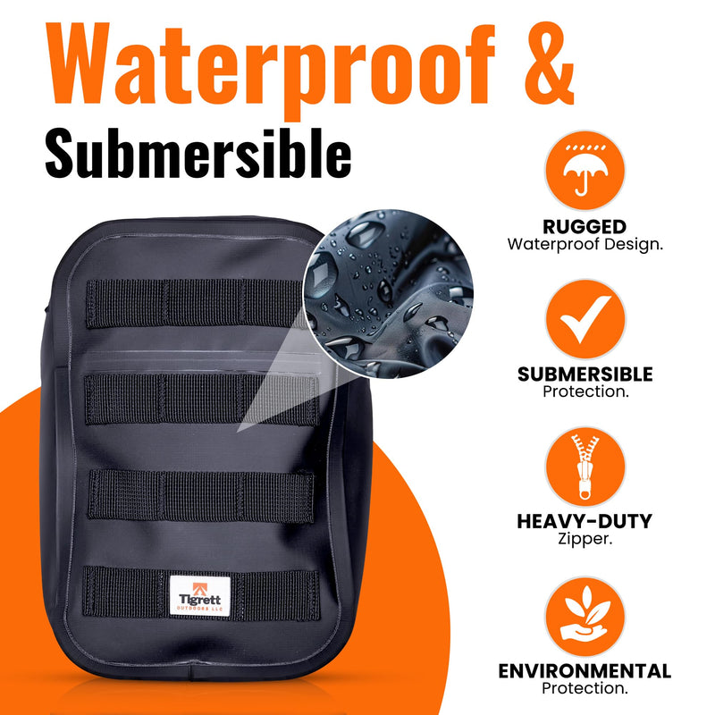 Tigrett Outdoors Dry Shield Faraday Bag – Waterproof MOLLE Signal Blocking Bag for Electronics - Faraday Bags for Phones EMP Protection Against Hacking & Data Theft - (9.5x6x2.5 in) Medium (9.5" x 6" x 2.5")