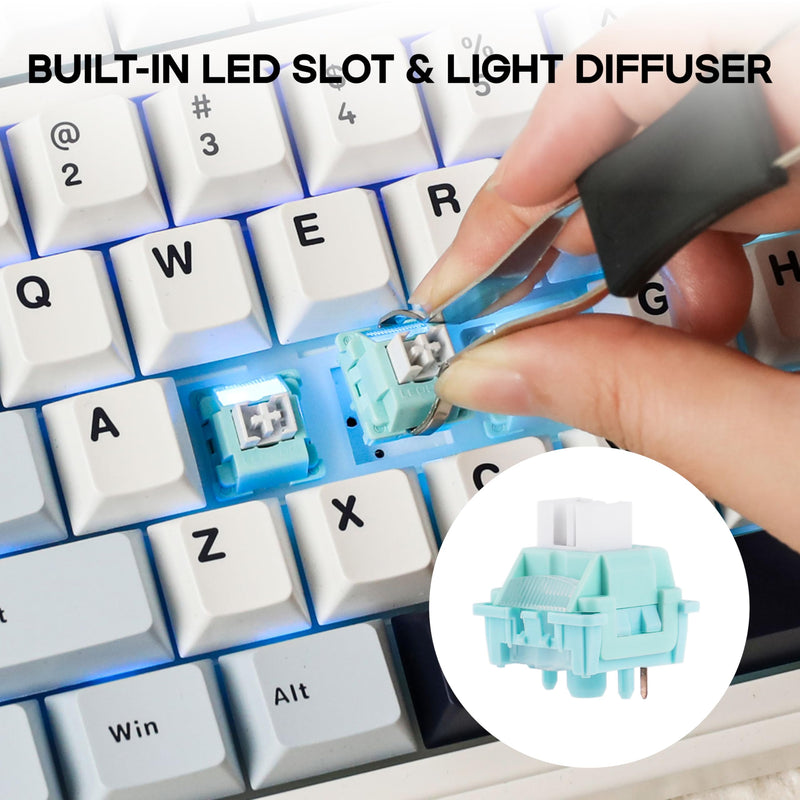 MechLands LEOBOG Ice Vein 100 Pcs 42gf Linear Keyboard Switches, Pre-Lubed 5-Pin Switch with POM Stem, Light Diffuser for Mechanical Gaming Keyboard, Compatible with MX Keycaps