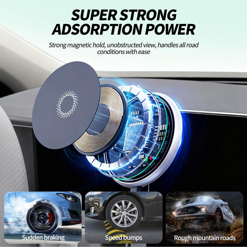 Magnetic Wireless Charger Phone Mount for Audi Q5 2021-2025 | for A4 S4 A5 S5 RS5 2020-2025 Accessories, Fits 10.1'' Screen, 360° Rotation for Magsafe Phone Holder with Storage for iPhone Magsafe + Wireless Charger
