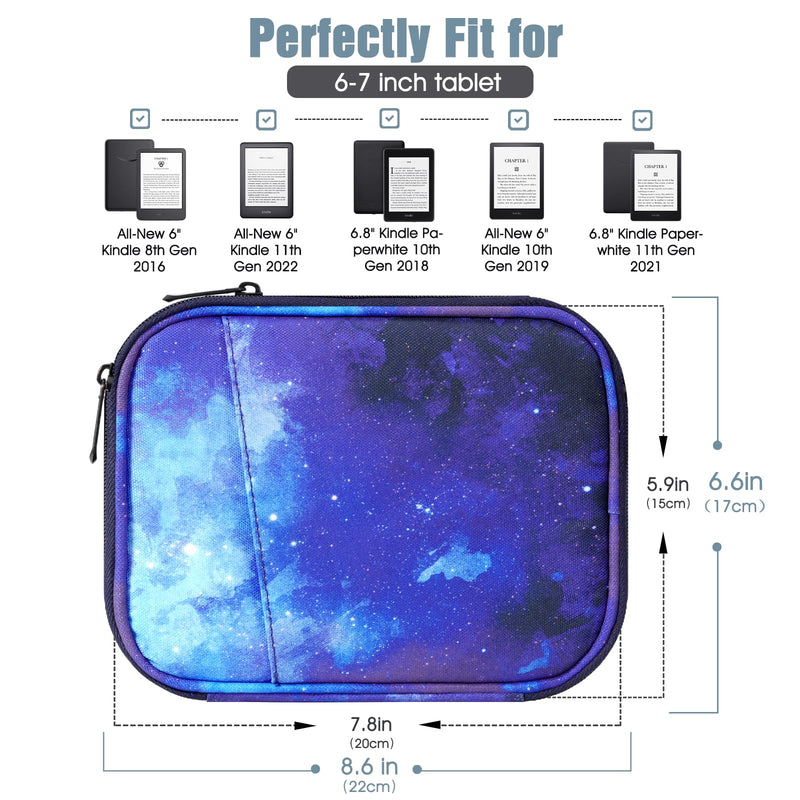 TiMOVO 6-7 Inch Tablet Sleeve for All-New Kindle 2022/10th Gen 2019 /Kindle Paperwhite 11th Gen 2021/Kindle Oasis E-Reader, Protective Case with Pocket for Kindle (8th Gen, 2016), Blue Starry Sky B-Blue Starry Sky