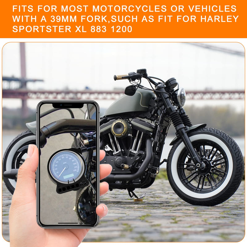39MM Motorcycle Speedometer Side Mount Relocation Bracket, Odometer Instrument Handlebar Mounting Bracket Clamp Adjustable Compatible with Harley Sportster Iron 883 1200