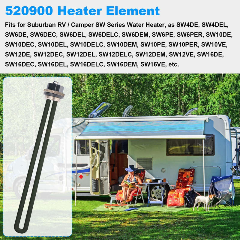 𝟐𝟎𝟐𝟒 𝙐𝙥𝙜𝙧𝙖𝙙𝙚𝙙 520900 RV Water Heater Element FOR Suburban RV SW Series Electric Water Heater Parts 520789 232794,Fit 1440W 120V Suburban RV Water Heater Element - (Screw-In type)