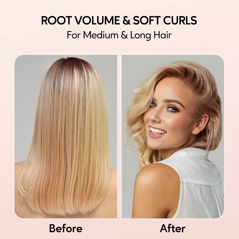 Terviiix Thermal Brush Ceramic Tourmaline Ionic Curling Iron, 38MM Volumizing Hot Brush Create Root Volume & Loose Curls, Digital Display 5 Temperatures Heated Volumizer, Dual Voltage