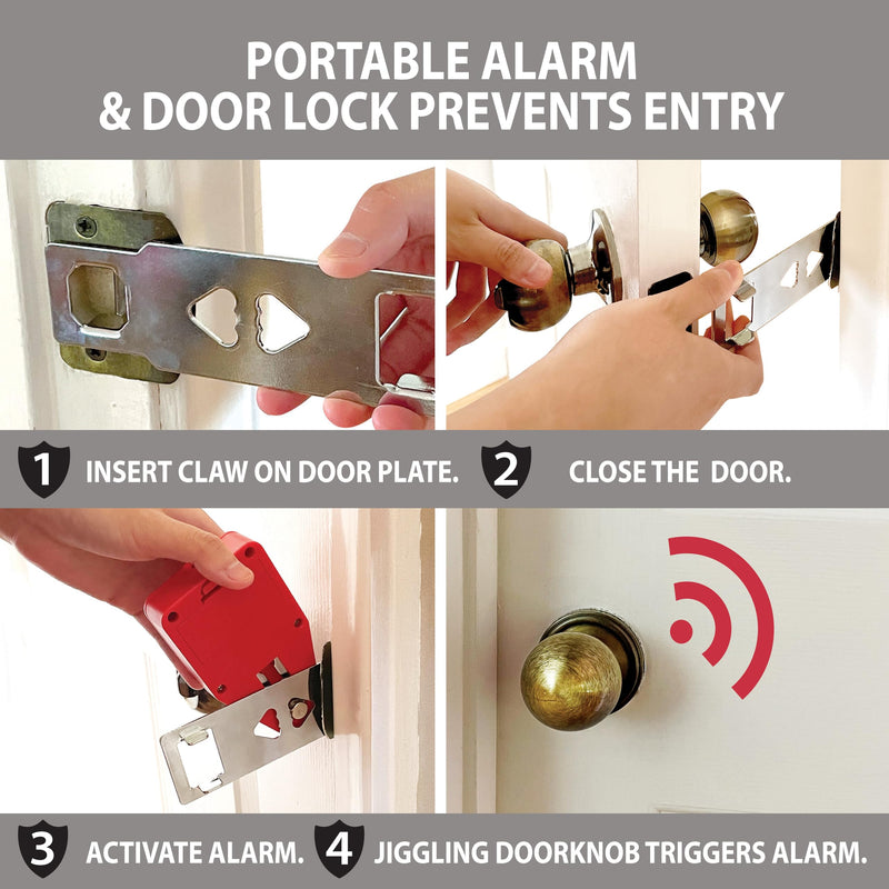 Goldy Lock Portable Alarm and Hotel Door Lock for Home & Travel Security. Door Safety Lock from the Inside of Home, Apartments, Hotel Rooms, College Dorms, and Rentals.
