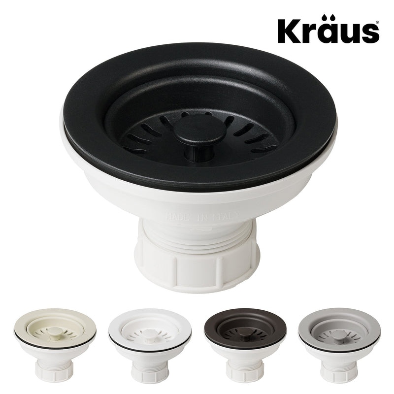 Kraus Kitchen Sink Strainer for 3.5-Inch Drain Openings in Black, PST1-BL