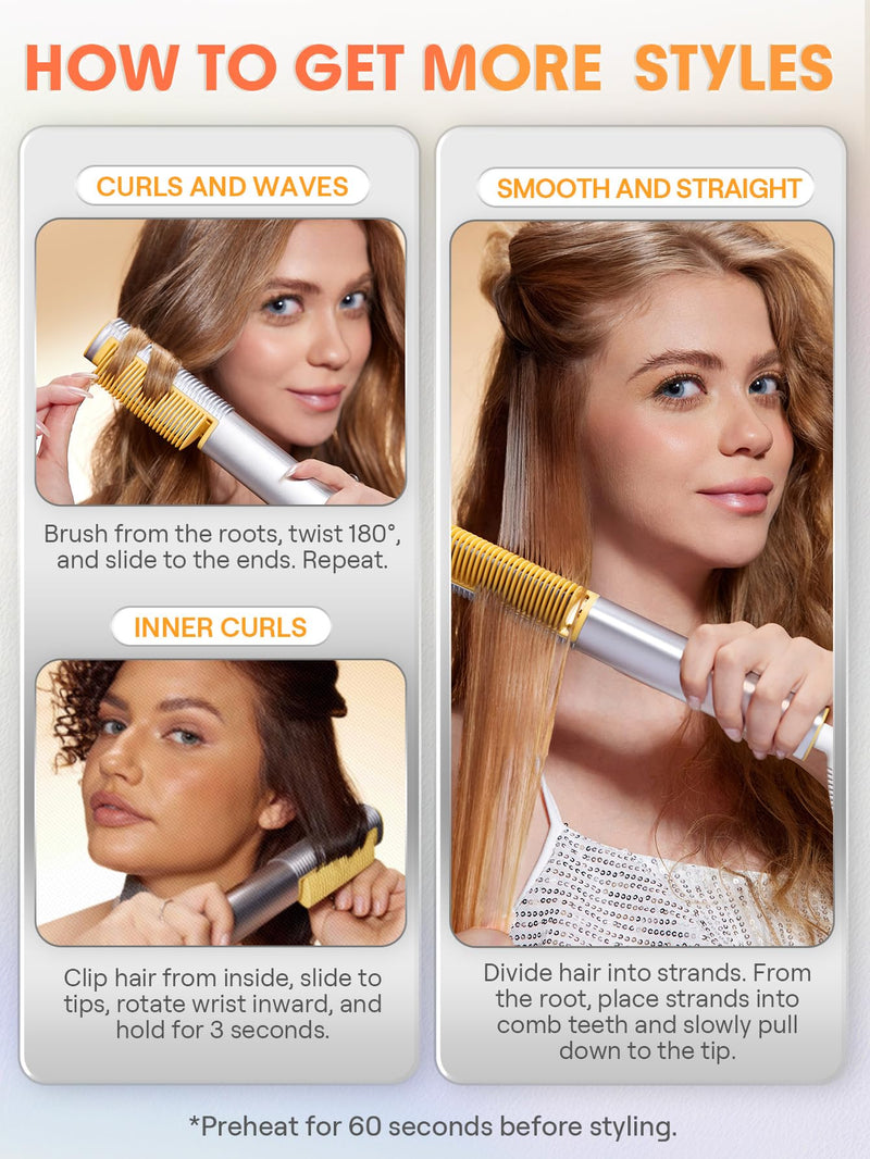 SHEGLAM 3D Ionic Straightening Brush for Thick Hair, 24K Gold Heated Comb, Anti-Scald, 60s Heat-Up, Auto-Off, Frizz Control