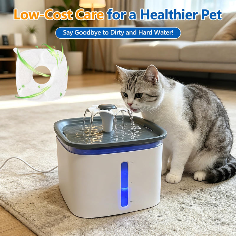 96 Pcs Cat Water Fountain Replacement Filters-48 Pack Cat Fountain Filters with 48 Pack Sponges, Compatible with VEKEN 95oz/2.8L, 67oz/2L, 135oz/4L Pet Drinking Fountain 96Pack