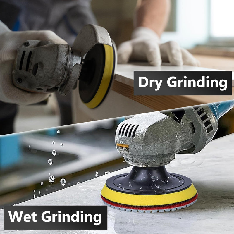 4 Inch Diamond Polishing Pads, 14 PCS 50-8000 Grit Wet/Dry Granite Stone Polish Pad Kit with 5/8’’-11 Backer Pad, Drill Adapter and Wool Disc 4 Inch