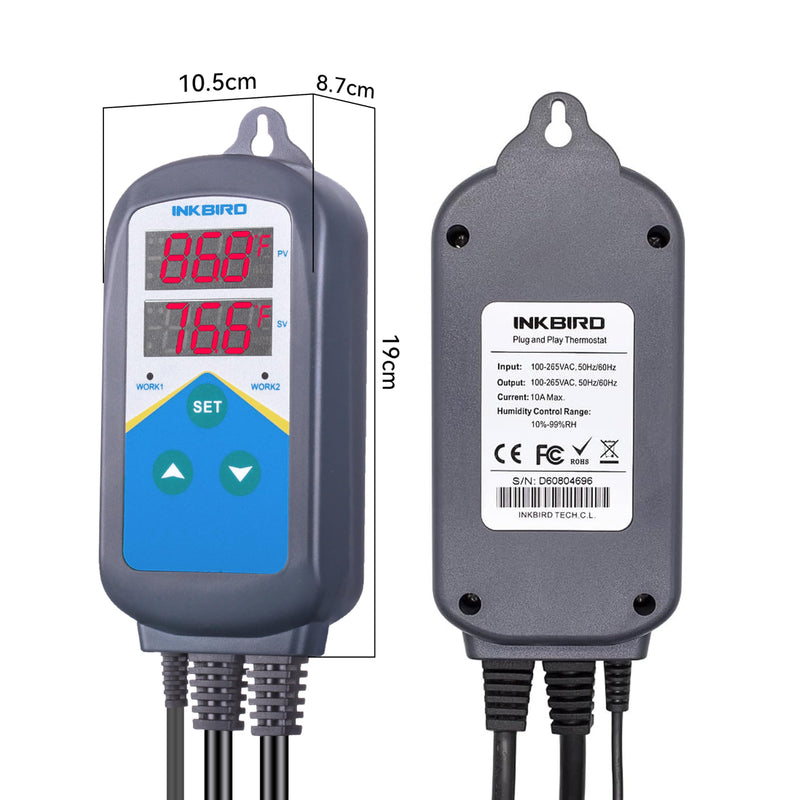 Inkbird Digital Temperature Probe Controller Thermostat Timer AC 110V 1200W Only Heating Plug Time Switch Reptile Breeding Heater Planting Greenhouse No Cooling Control