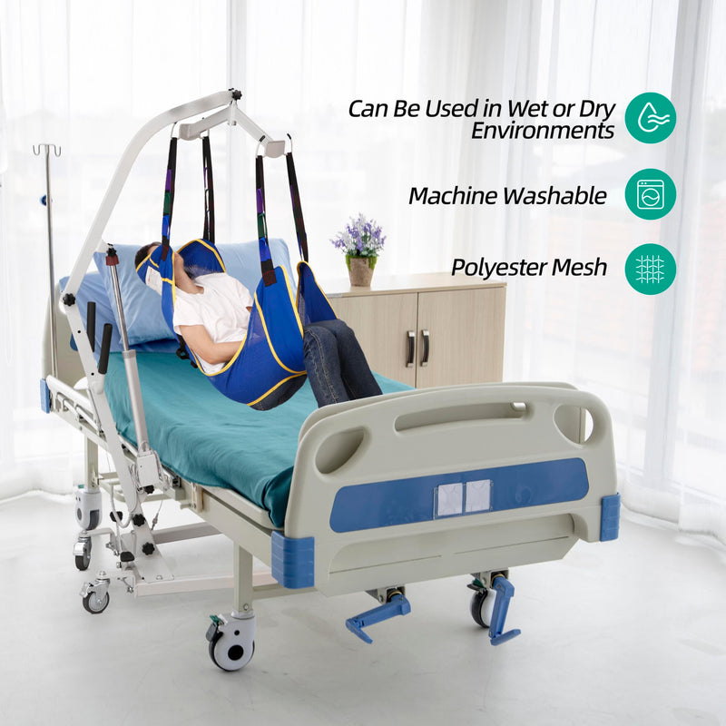 Full Body Mesh Patient Lift Sling with Commode Opening for Toileting and Shower - Breathable Quick-Dry Transfer Sling for Hoyer Lifts - 600 lb Capacity - FSA HSA Eligible (Medium) Medium