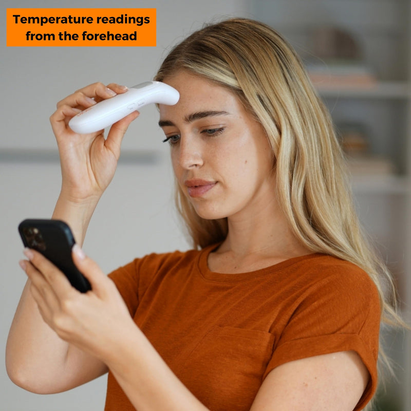 MOBI Connect Ear and Forehead Thermometer with Fever Indicating Light, Infant and Adult Mode, Smart App Integration, Batteries and Carrying Case Included